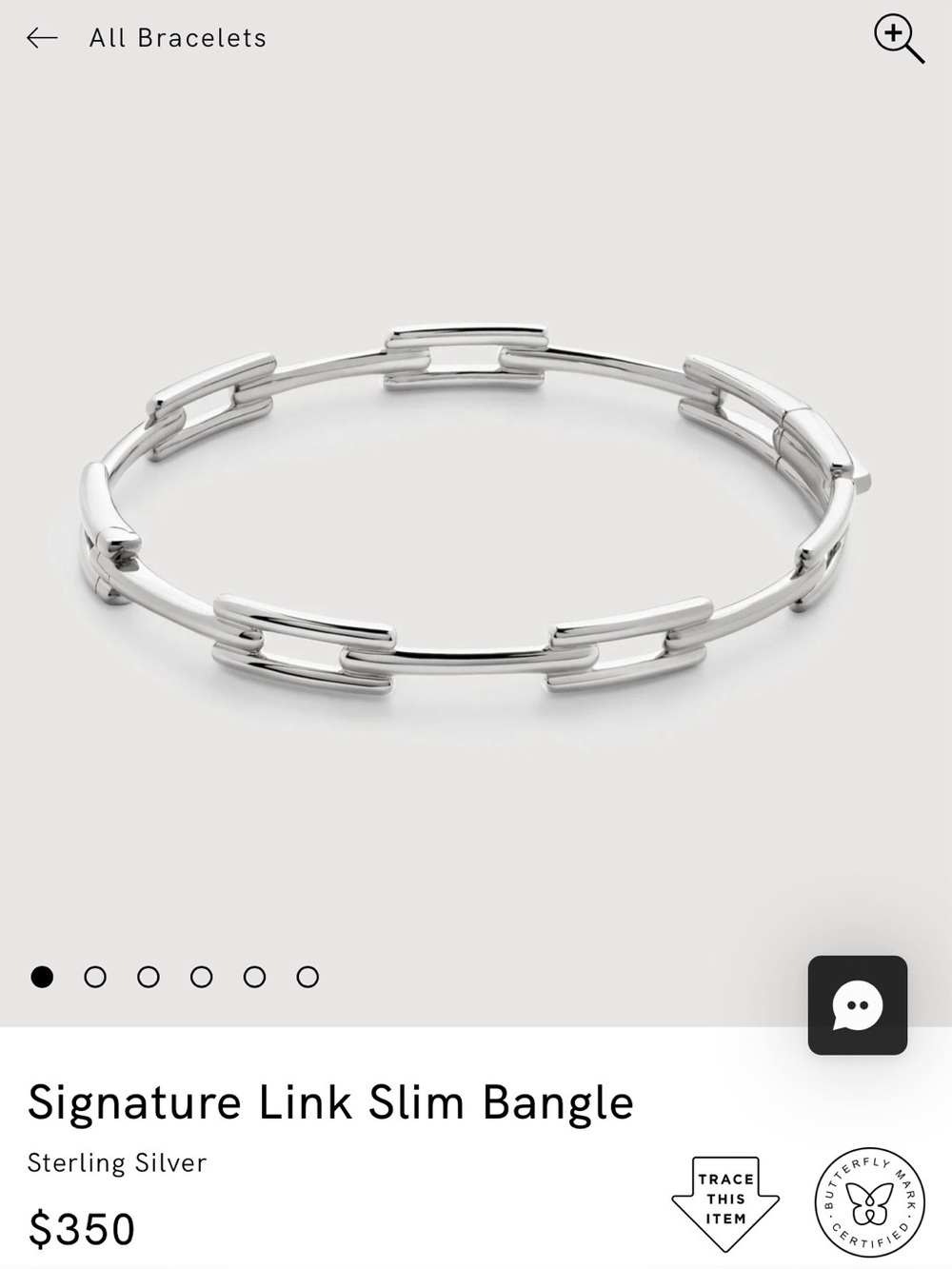 MONICA VINADER Silver Signature Link Bangle